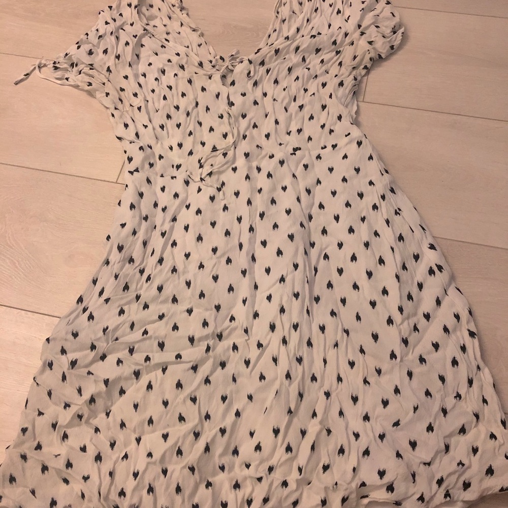 Cute white summer dress with black hearts
